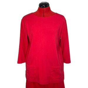 Lands End Vintage Red Long Sleeve Shirt with Pockets Size M (10-12).